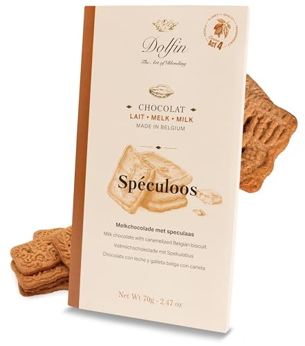 Dolfin Cioccolato (Pacco 3 Pezzi) al Latte con Biscotto Speculoos Caramellato - Cioccolato Belga con Frollini Croccanti - Pasticceria Gourmet Premium, Regalo per Golosi - Made in Belgio, 210g
