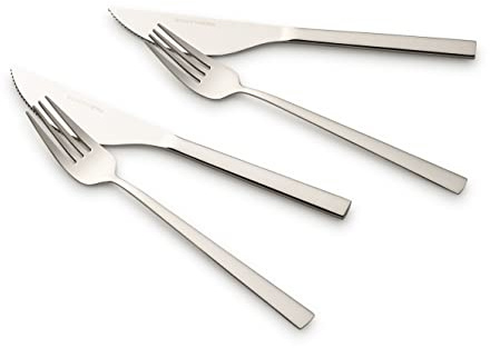 ECHTWERK Pizzabesteck-Set, Pizzaset, Steakbesteck, Essbesteck 4-teilig für bis zu 2 Personen, Mit 2 Pizzamessern und 2 Pizzagabeln aus Edelstahl, Silber-Edition, EW-PK-2201
