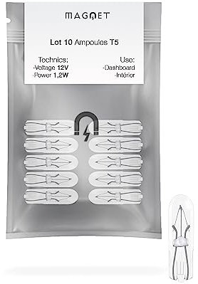 Magnet Pack 10 Wedge Halogenbirnen 12V 1.2W T5 w2x4.6d Armaturenbrett - Auto und Motorrad