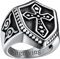 FaithHeart Personalisierter Schild Fingerring für Herren Jungen Punk Style Tempelritter Kreuz Ring in Ringgröße 62 Sielgelring Fingerring für Papa Freunden Ehemann