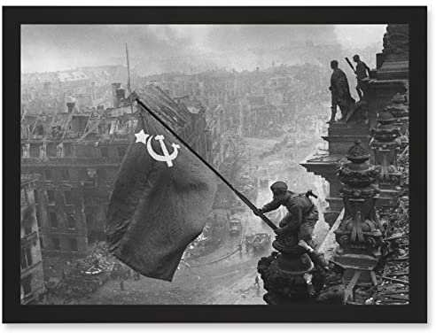 Artery8 Khaldei War WWII USSR Soviet Flag Over Reichstag Berlin Photo Artwork Framed A3 Wall Art Print