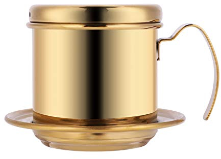 TOTITOM Kaffeemaschine Kaffeefiltermaschine Küche Kaffeekanne für den Haushalt Moka Kanne Herd Kaffeemaschine Espresso Edelstahl Tasse Vietnamesischer Kaffee Tropffilter (Gold)