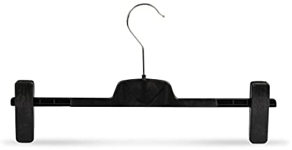 RSR Hangers Hosenbügel CL Hosenspanner 10 Stück Kleiderbügel Kunststoff 40 cm | rutschfeste gummierte und verstellbare Klammern 360° drehbarer Haken | platzsparend