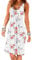 YMING Femmes Casual Robe D'Été sans Manches Base Robe Plissée Longueur du Genou Robe Blanche Rose M
