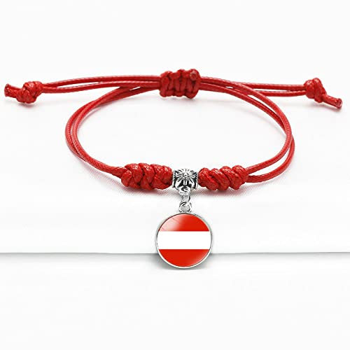 Seil Gewebtes Armband,Stilvolle Kreative Österreichische Flaggenkunst Verstellbares Armband Armband Schmuck Accessoire Geschenk Trendige Lässige Spirituelle Charme-Armbänder Kind-Paar-Geschenk