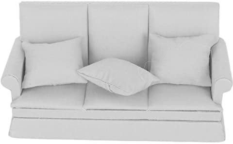 Mini divano per casa delle bambole, scala 1:12, poltrona, divano per casa delle bambole, divano elegante per casa delle bambole, modello con 3 cuscini rimovibili, adatto per casa delle bambole Barbie,