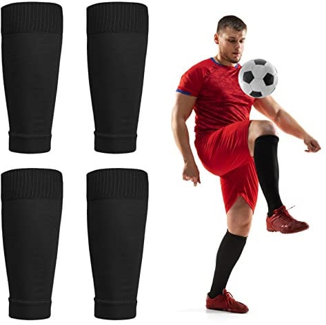 Football Sock Sleeves Adults Soccer Shin Guards Sleeves Black Team Leg Sock Sleeve Cut Football Socks for Football Games Beginner (Adults)