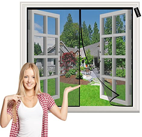 Zanzariera Finestra A Rullo 55x95cm Crittografia Tenda Anti Zanzare, Autoadesiva Traspirante ​Facile Da Installare per Porta Soggiorno Balcone Patio Nero