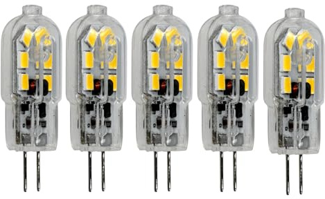 Jandei - Pack x 5 Bombillas LED G4, Potencia 1,5W, 200 Lúmenes, Luz Blanca Fría 6000K, 12V DC (Equivalente 15W Halógeno) Ø11 x 36mm Largo, IP20 para Interior, No Regulable