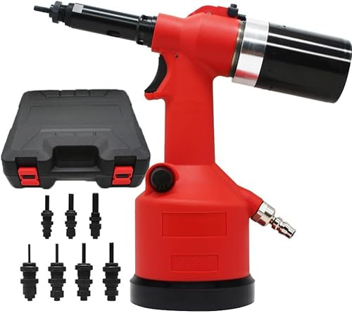 CYTBEK Industrial Hydraulic Pneumatic Rivet, Automatic Hydraulic Air Riveter Blinding Riveting Nuts Tool, Power Screw Guns Pneumatic Rivet Tool with Metric & SAE Mandrels (7 Size) Fastening Riveting