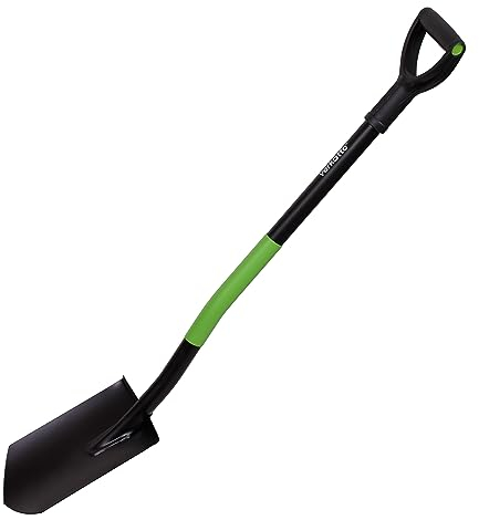 MIVOS Vanga a punta, 110 cm, in acciaio temprato, ergonomica, con impugnatura a D, in lega di acciaio, nero e verde, prodotta in UE