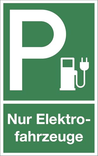kaiserkraft | Parkplatzkennzeichen | Kunststoff | P/Nur Elektrofahrzeuge | LxH 250 x 400 mm