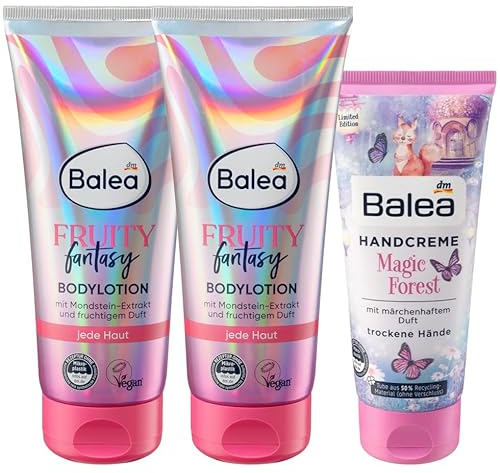 2 x Balea Bodylotion Fruity Fantasy, 200 ml + Handcreme Happy Melody,100 ml