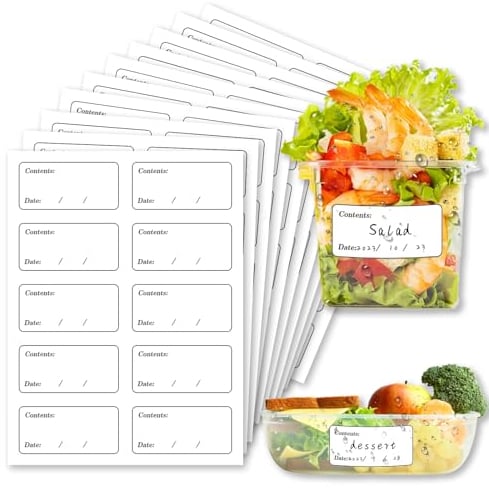 KiWiTEK Freezer Labels Food Labels Stickers Kitchen Date Lable Easy Peel Off Food Containers Fridge 150 PCs Removable Waterproof for Pantry Storage Organisation Meal Prep Containers Jars Bottles Bags
