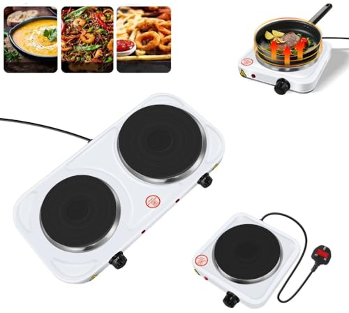 Single Hot Plate 1000W 5 Power Levels Electric Stove Single Boiling Ring Multifunction Electric Heating Stove for Cooking, Warming, Boiling, Stir-Fry,Frying