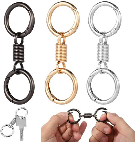 lasuroa 3st Nordischer Retro Frühlings Doppelring Schlüsselanhänger, Frühlings Doppelring Schlüsselanhänger Abnehmbarer Schlüsselclip Federförmig Schlüsselanhänger Zubehör für Verschiedene Schlüssel