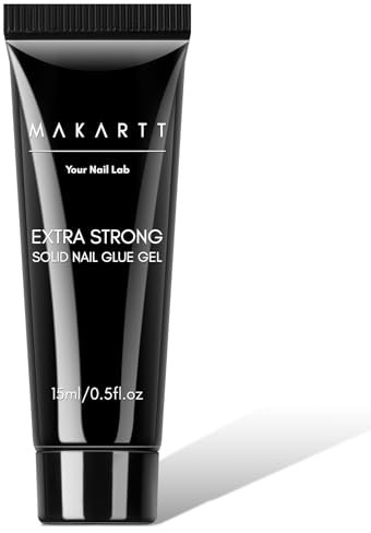 Makartt Solido adesivo per unghie – 15 ml Extra Forte Solido Gel Nail Tips 3D Press On Glue Gel UV per unghie acriliche Gel adesivo per unghie finte fai da te