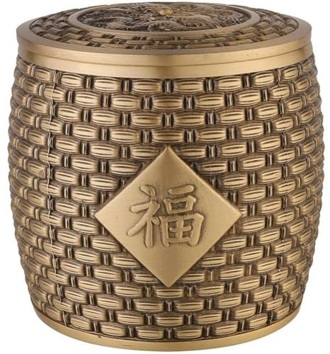 Muteitt Brass Tea Jar Vintage Chinese Style Tea Storage Jars Tea Tins Cans Canister Traditional Tea Caddy with Lid Home Kitchen Dining Decoration
