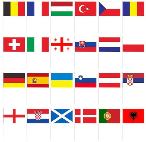 24Pcs European Cup Hand Flags, Football Championship Hand Flags, Decorative Hand Flags, Home Decoration Accessories, Hand Flags Of 24 Countries