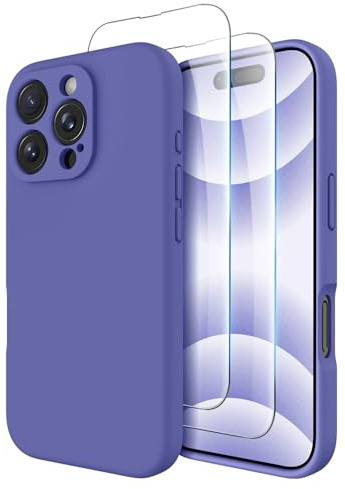 OTOFLY Compatible with iPhone 16 Pro Case with 2 Pack Screen Protectors, Compatible with MagSafe, Shockproof Military-Grade Protection, Magnetic Silicone 16 Pro Phone Case, Flower Blue