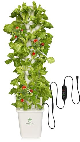 DPROOTS Sistema de cultivo de torre hidropónica, 45 cápsulas de jardín vertical, adecuado para interiores e invernaderos, cultivo de hierbas y verduras, cultivo de plantas de interior con circulación