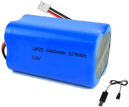 7,4 V 4400 mAh Li-Ionen-Akku Pack RC Ersatz wiederaufladbarer Akku Pack mit XH2.54-2P USB-Ladekabel für Flugzeug, Angellichter, Türklingel, Handventilator, Radio usw.