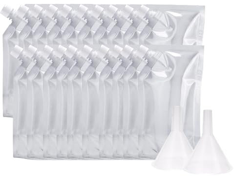 20pcs 500ml Refillable Drink Pouches, Travel Clear Plastic Drinks Flasks Cruise Kit Reusable Juice Bags Drink Container for Party Halloween Christmas Hot Cold Beverage