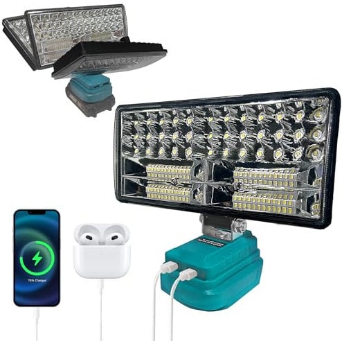 Cordless 90W LED Work Light for Makita 18V Battery, 6800 Lumen Battery Powered Lighting, Waterproof Jobsite Flood Lights for Construction Site, Workshop, Garage, Camping and Car Repairing (No Battery)