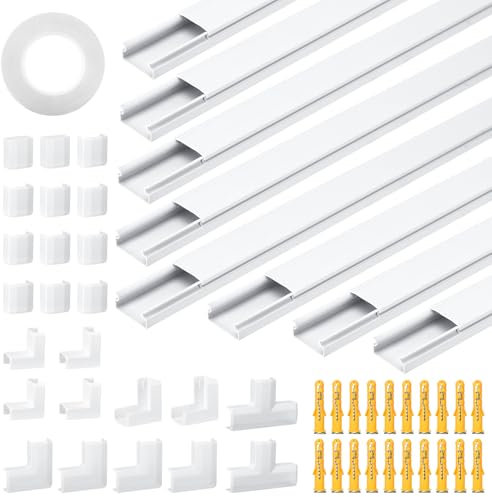Tapvai Kabelkanal Selbstklebend Weiß, 10 Stück X L400mm*W30mm*H15mm, PVC Kabelabdeckung, Kabelschacht zum Verstecken von Kabel, Tv Kabelkanal für Alle Netzkabel In Haushalt/Büro