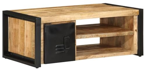 vidaXL Couchtisch 90x50x36 cm Raues Massivholz Mango, Beistelltisch, Wohnzimmertisch, Akzenttisch, Sofatisch, Wohnzimmermöbel, Kaffeetisch, Teetisch