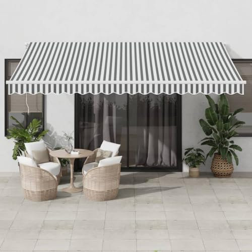Home & Garden – Manuelle einziehbare Markise mit LED, Anthrazit und Weiß, 450 x 350 cm, Möbelwahl
