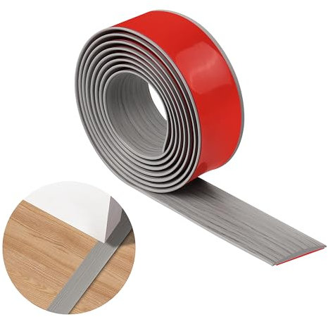 Bodenübergangsstreifen,PVC Selbstklebende Schwellenleisten für Türöffnungen,Wasserdicht Verschleißfest,Teppichtürstreifen Geeignet für Von Türen,Fenstern,Böden (neue graue Holzmaserung, 2m-4cm)