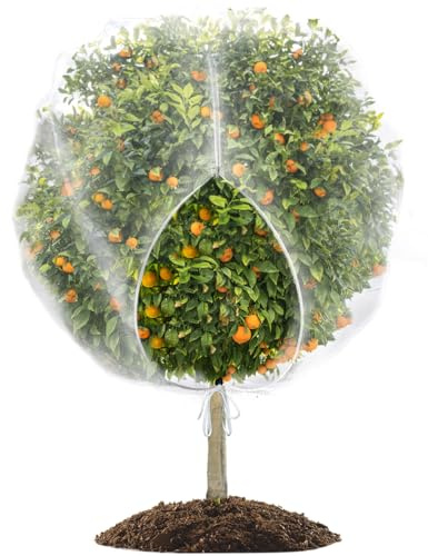 WOHOHOHO 8 x 8ft Large Fruits Tree Netting, Insect Bird Barrier Tree Net with Drawstring and Zipper, Plant Cover Fruit Tree Protection to Prevent Tomato Blueberry Vegetables from Squirrels Birds