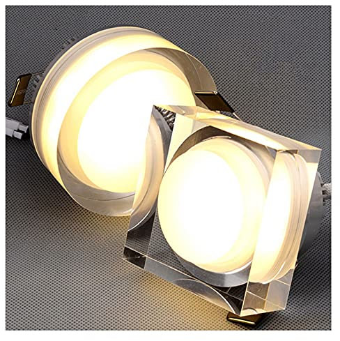 7 W LED-Einbaustrahler – Kristall-eingebetteter quadratischer/runder Deckenstrahler für Haus und Küche – hellweiße emittierende Farbe – energieeffiziente 1W/3W/5W Optionen