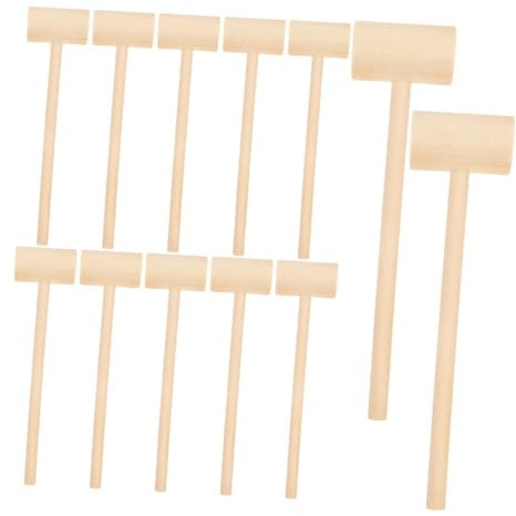 SOPOTUTU 12pcs Funny Mallet Toy Wood Mini Hammer Gavel Toy for Boys and Girls Arts and Crafts Solid Wood Style