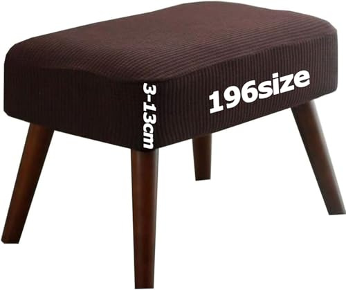 Housse de Pouf Extensible Rectangulaire Couverture Ottomane Souple Élastique pour Repose-Pieds Salon Housses Tabourets Bar Tabouret Protection Rond Carré Jacquard Lavable Sur Mesure(Café,45 x 45 cm)