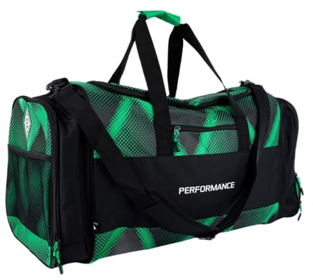 Borussia Mönchengladbach Sporttasche „Performance“ Grün | Offizieller Fanartikel Fohlenshop | Gladbach Trainingstasche mit Vereinslogo | Große Fächer, Trageschlaufe & stylisches Design