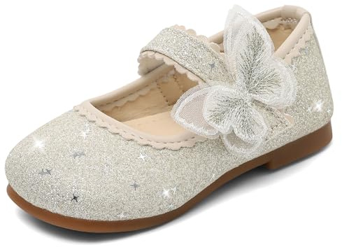 MK MATT KEELY Ballerina Glitzer Mädchen Mary Jane Prinzessin Schuhe mit Schmetterling Kinder Party Flache