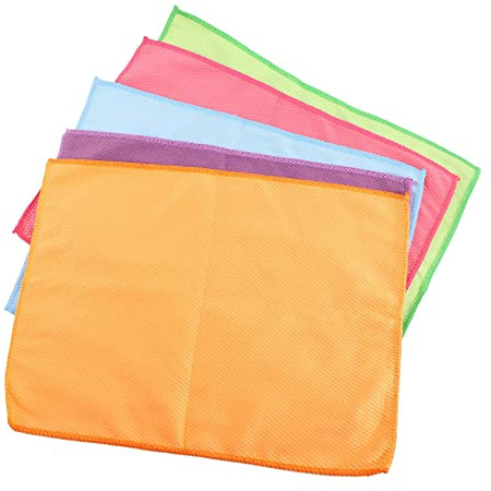 Agwuoetr 5Pieces Fish Scale Rags Super Absorbents Microfiber Polishing Cleaning Cloths Reusable Glass Wiping Rags 30X40cm