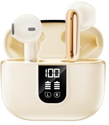 Bluetooth Kopfhörer, Kopfhörer Kabellos Bluetooth 5.4, In Ear Kopfhörer mit 6 Mic, ENC Noise Cancelling, Earbuds Tiefer Bass, Leicht/35 Std. /IP7 Wasserabweisend/LED-Anzeige, Ohrhörer für den Alltag