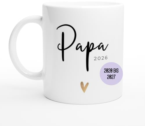 Papa Tasse 2026 Herz gold | Geschenk für werdende Väter 2020 bis 2027 verfügbar | Mann Schwangerschaft mitteilen | werdender Papi 2026 Geschenk Baby | Tasse Vater (Papa 2026 Herz gold, 2020-2027)