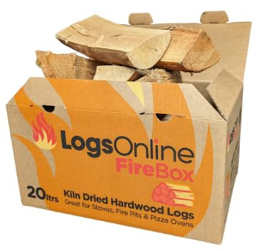 Kiln Dried Birch Hardwood Logs – 20L Box – Split Logs – Firewood For Pizza Oven, Wood Burner, Fire Pits for Garden, Chiminea and Fireplace