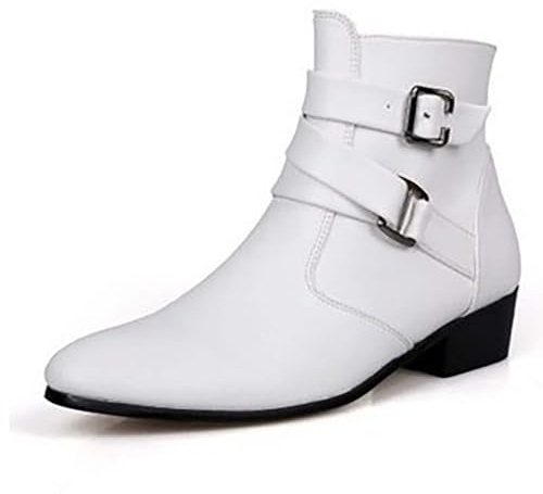 Stivali gotici da uomo con fibbie, stivaletti alla caviglia da donna con tacco a punta, eleganti scarpe in pelle Chelsea, stivali da neve impermeabili