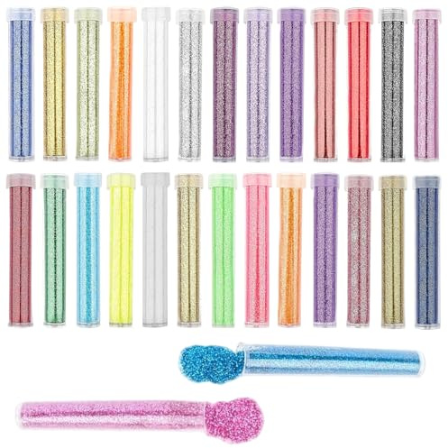 26 Farben Glitzer Set – Extra Feines Glitzer Basteln & Glitzerpulver Zum Basteln, Schimmerndes Deko-Pulver, Glitzerpulver Für Karten, Diy, Bastelglitzer Für Kunsthandwerk (Je 7g)