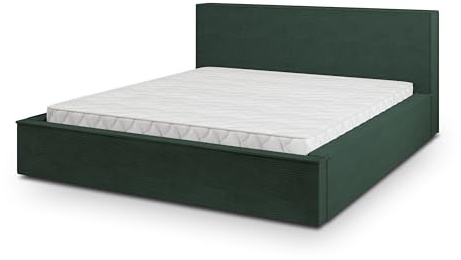 Masseno Polsterbett CELORA P 200x200 cm, Doppelbett, Bettkasten, Stauraum, Lattenrost Und Kopfteil - Grün, POSO 14