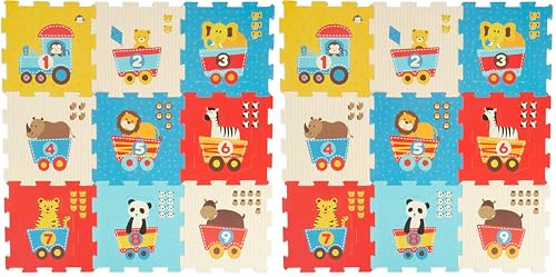 Bieco Puzzlematte | Spielmatte Baby | XXL Puzzle Kinder Teppiche | Krabbeldecke Baby Spielmatte Turnmatte Kinder Krabbelmatte Buchstaben Lernen Spielteppich Junge (Packung mit 2)