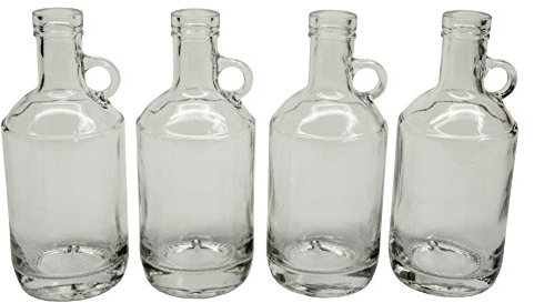 North Mountain Supply Moonshine Glaskrug aus Glas, 375 ml, für Wein-/Spirituosen-Bar, Top Finish, 4 Stück (375 ml)