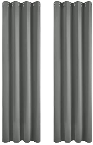 Deconovo Verdunkelungsvorhang Kälteschutz Gardinen Schlafzimmer Kälteschutzvorhang Blickdicht, 200x140 cm(HöhexBreite), Hellgrau, 2er Set