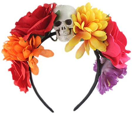 Lurrose tag der toten stirnband halloween schädel haarband mexikanische krone rose haarband haarschmuck für mädchen frau