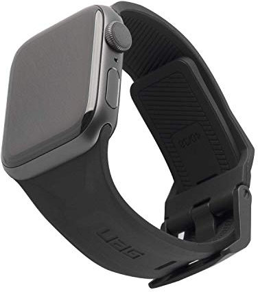 URBAN ARMOR GEAR UAG Compatible with Apple Watch 40mm 38 mm, iWatch Series 6/5/4/3/2/1 & Watch SE, Silicone Band Scout Slim Adjustable Waterproof Sporty Watch Strap, Black